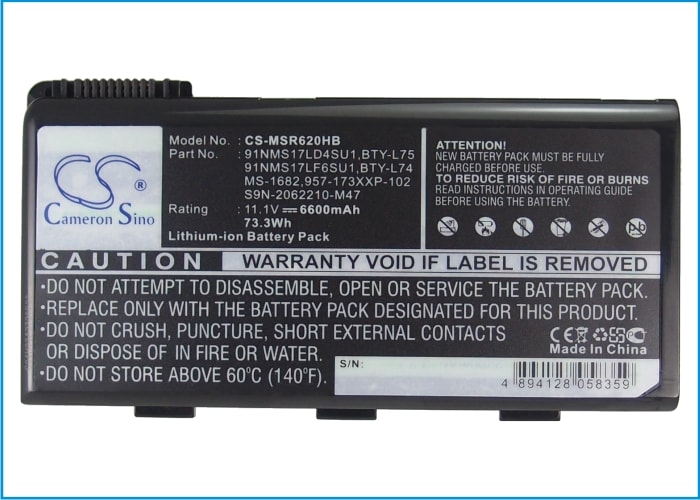 Batteri til bærbar PC, notatbok for MSI A5000, MSI A6000, A6005 m.fl.