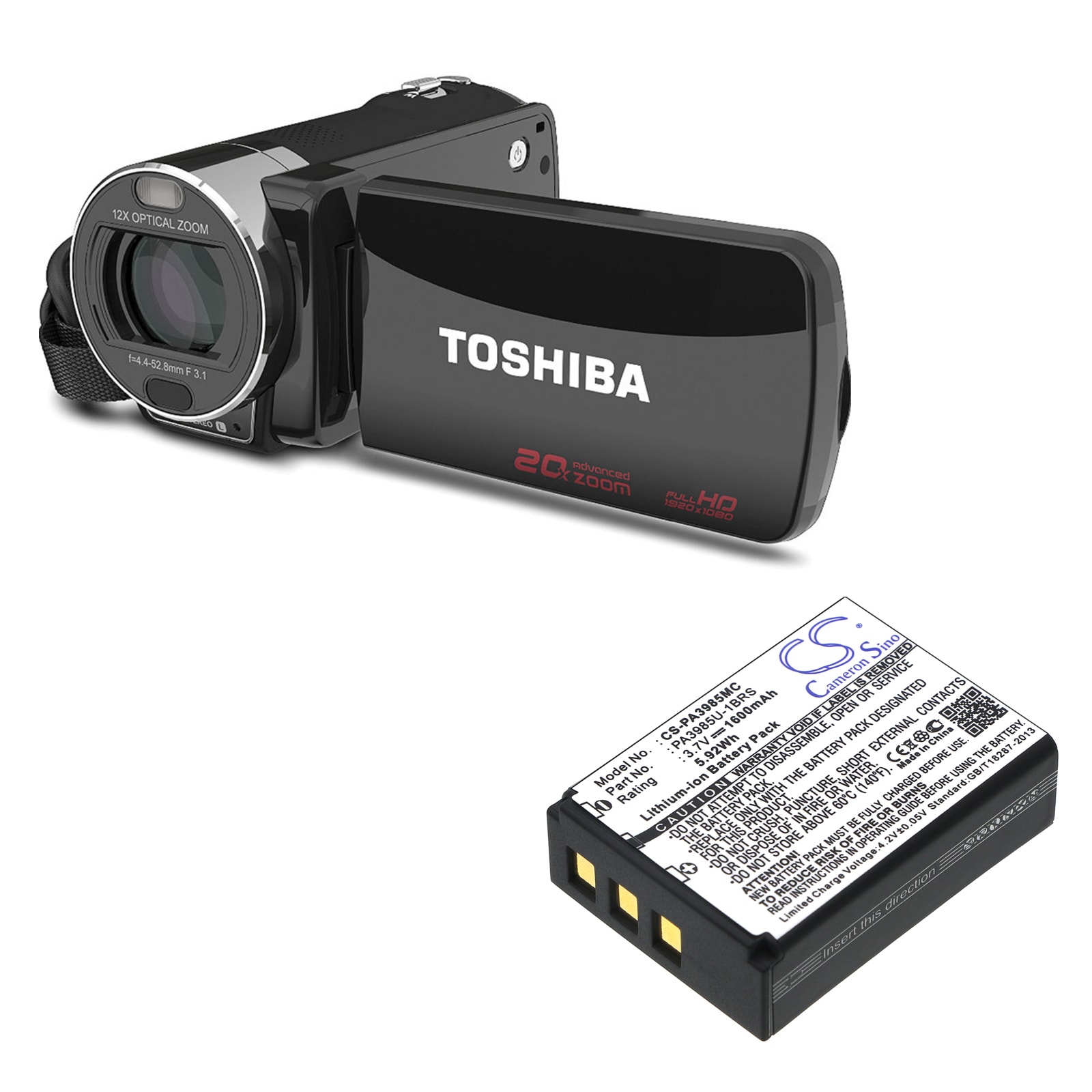 Batteri til kamera for Toshiba Camileo X200, Camileo X400, Camileo X416 HD