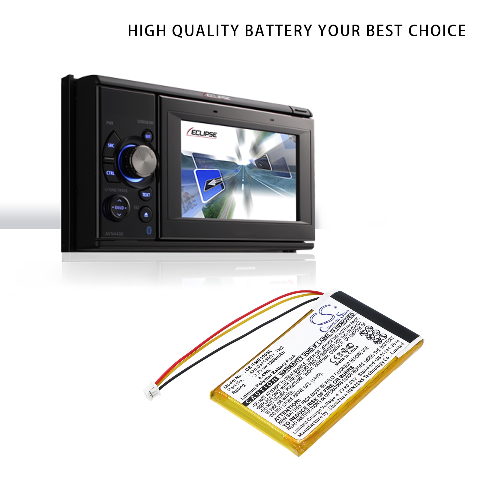 Batteri til GPS, navigasjonssystem for TomTom Eclipse, AVN4430, TNS410