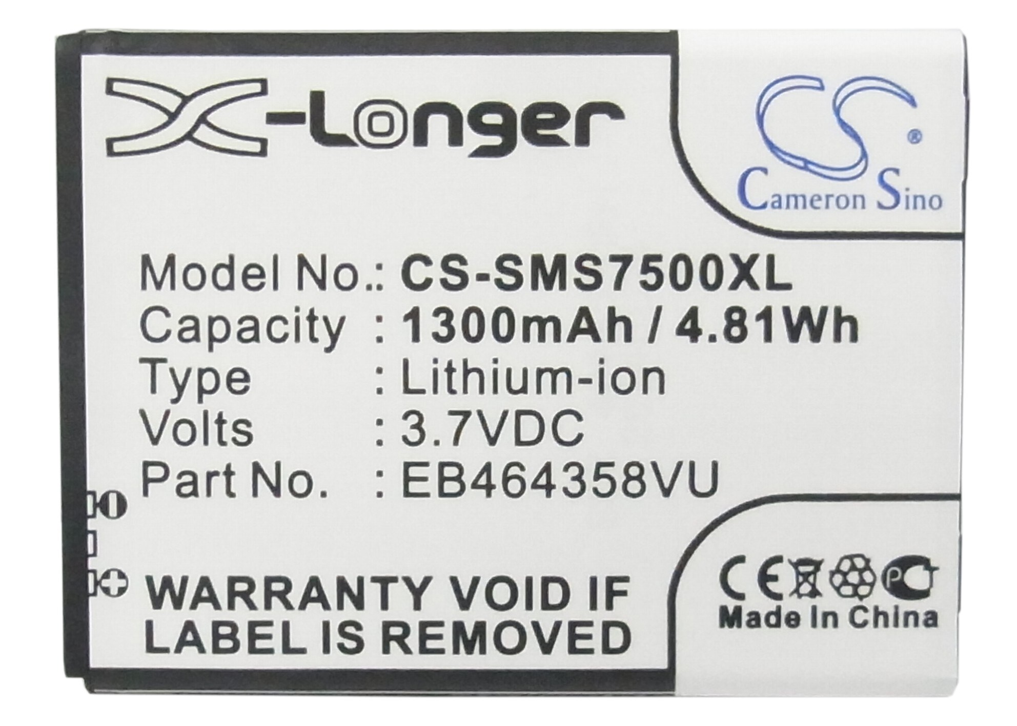 Batteri til mobiltelefon, smarttelefon for Samsung GT-S7500, Galaxy Ace Plus, GT-S6500 m.fl.