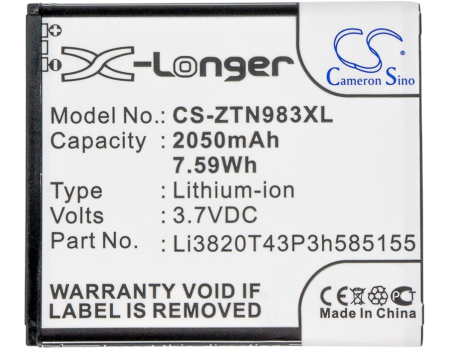 Batteri til mobiltelefon, smarttelefon for ZTE N983, U960E, Z795G m.fl.