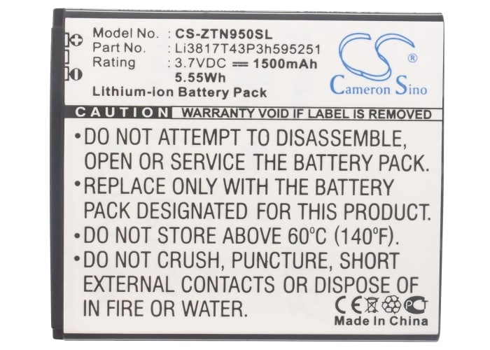 Batteri til mobiltelefon, smarttelefon for ZTE N9500, Flash, U808 m.fl.