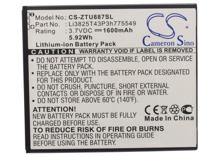 Batteri til mobiltelefon, smarttelefon for ZTE U887