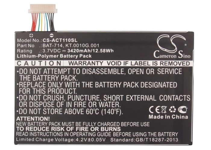 Batteri til nettbrett for Acer Iconia Tab A110