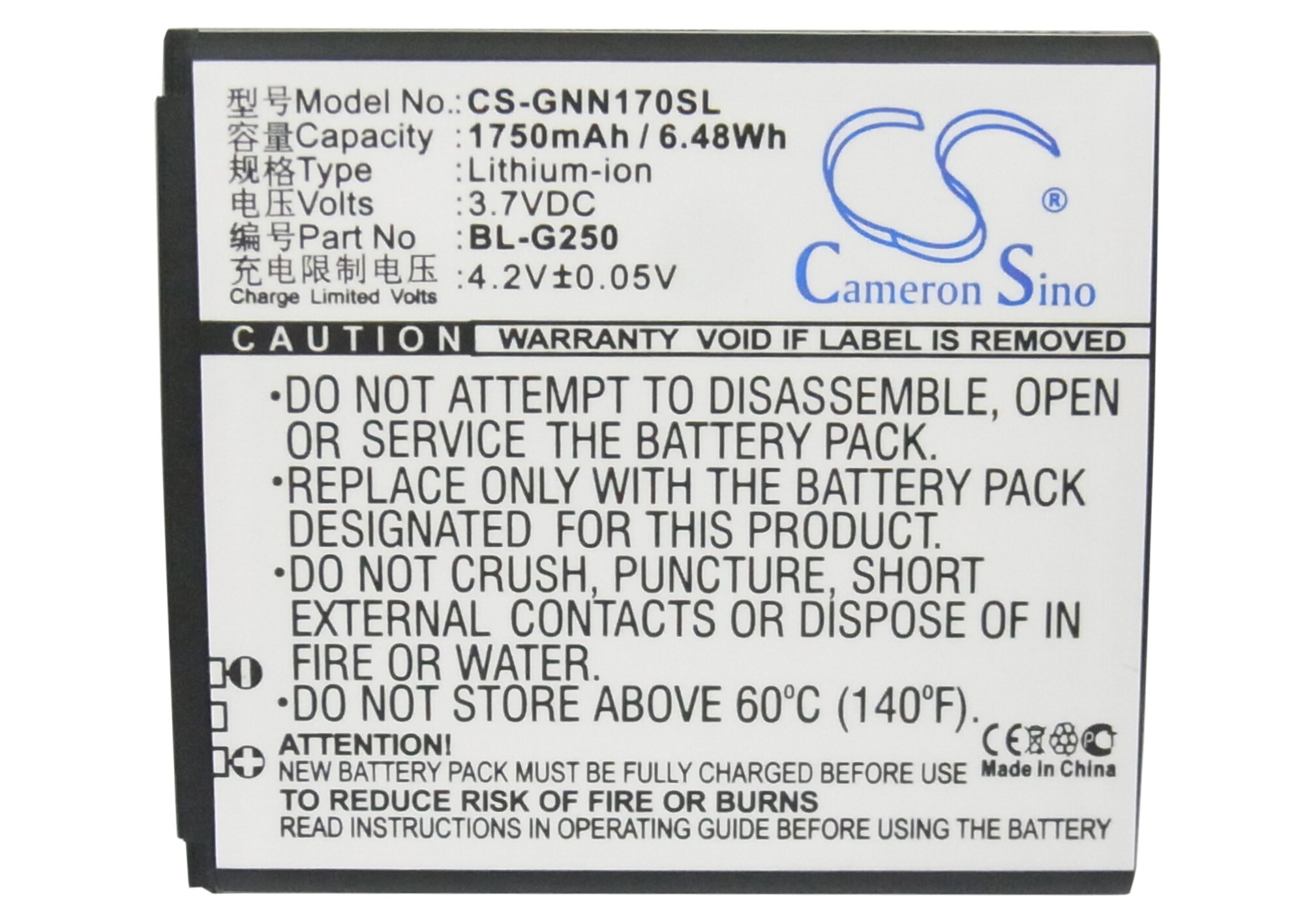 Batteri til mobiltelefon, smarttelefon for GIONEE GN170