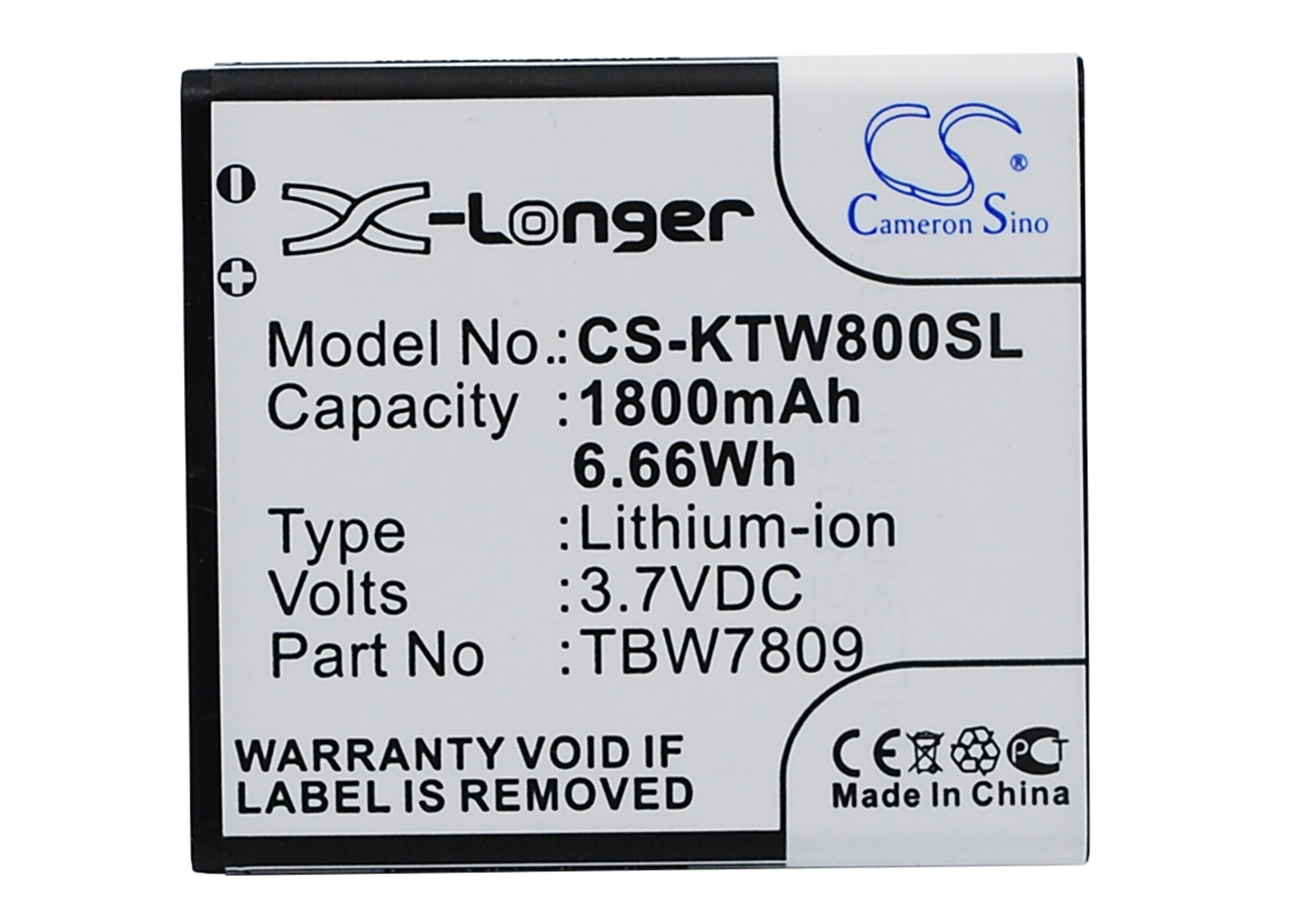 Batteri til mobiltelefon, smarttelefon for K-Touch V9, U6, W80 m.fl.