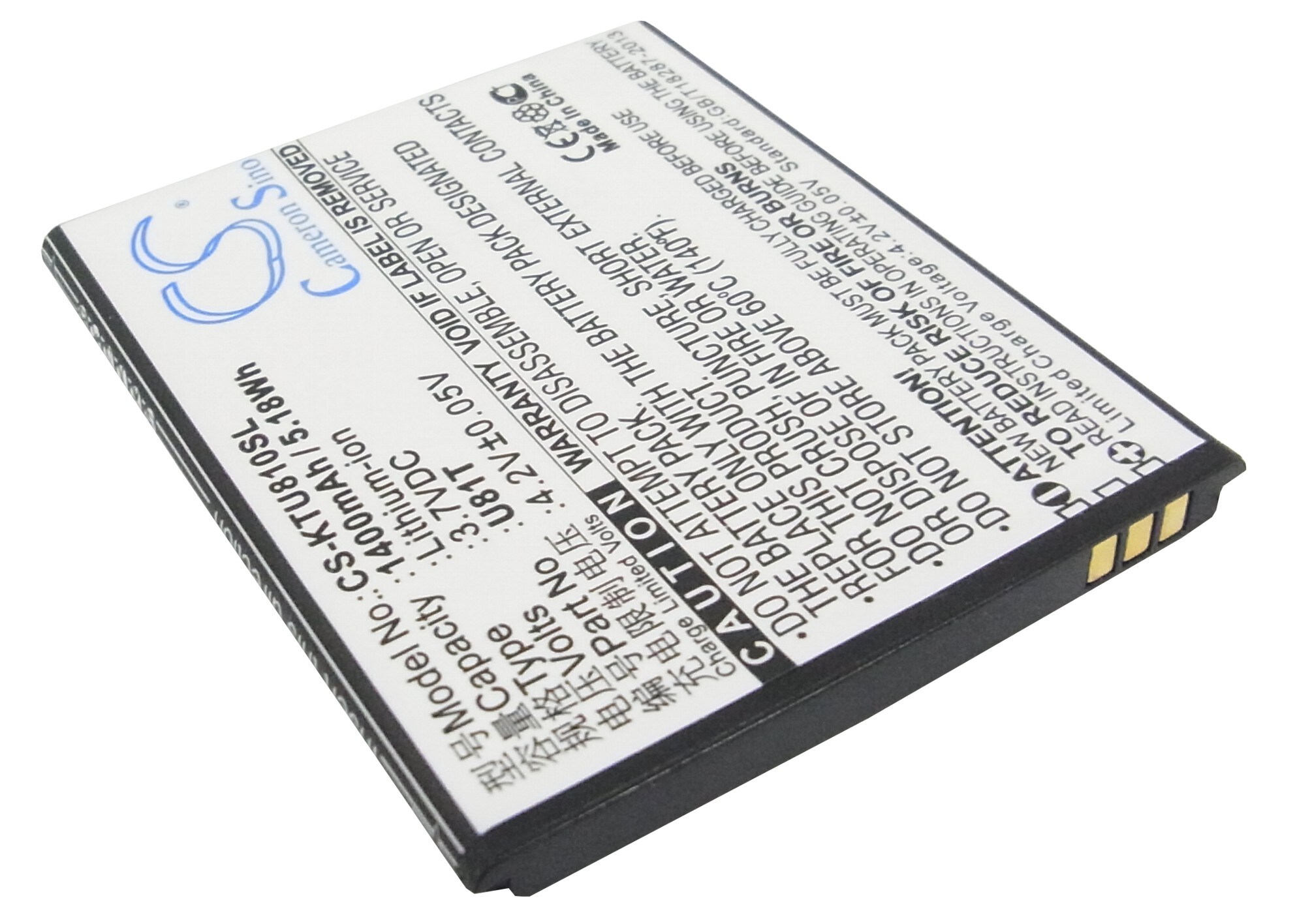 Batteri til mobiltelefon, smarttelefon for K-Touch U81T