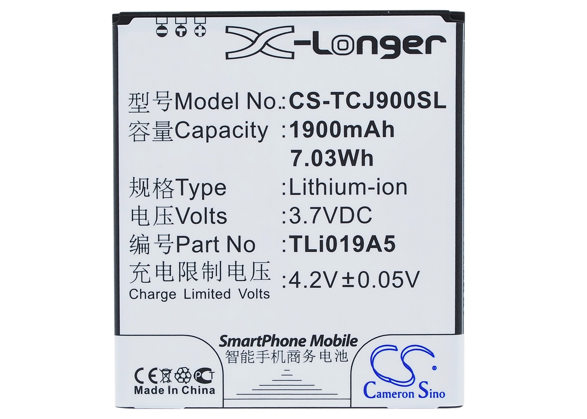 Batteri til mobiltelefon, smarttelefon for Alcatel One Touch POP D7