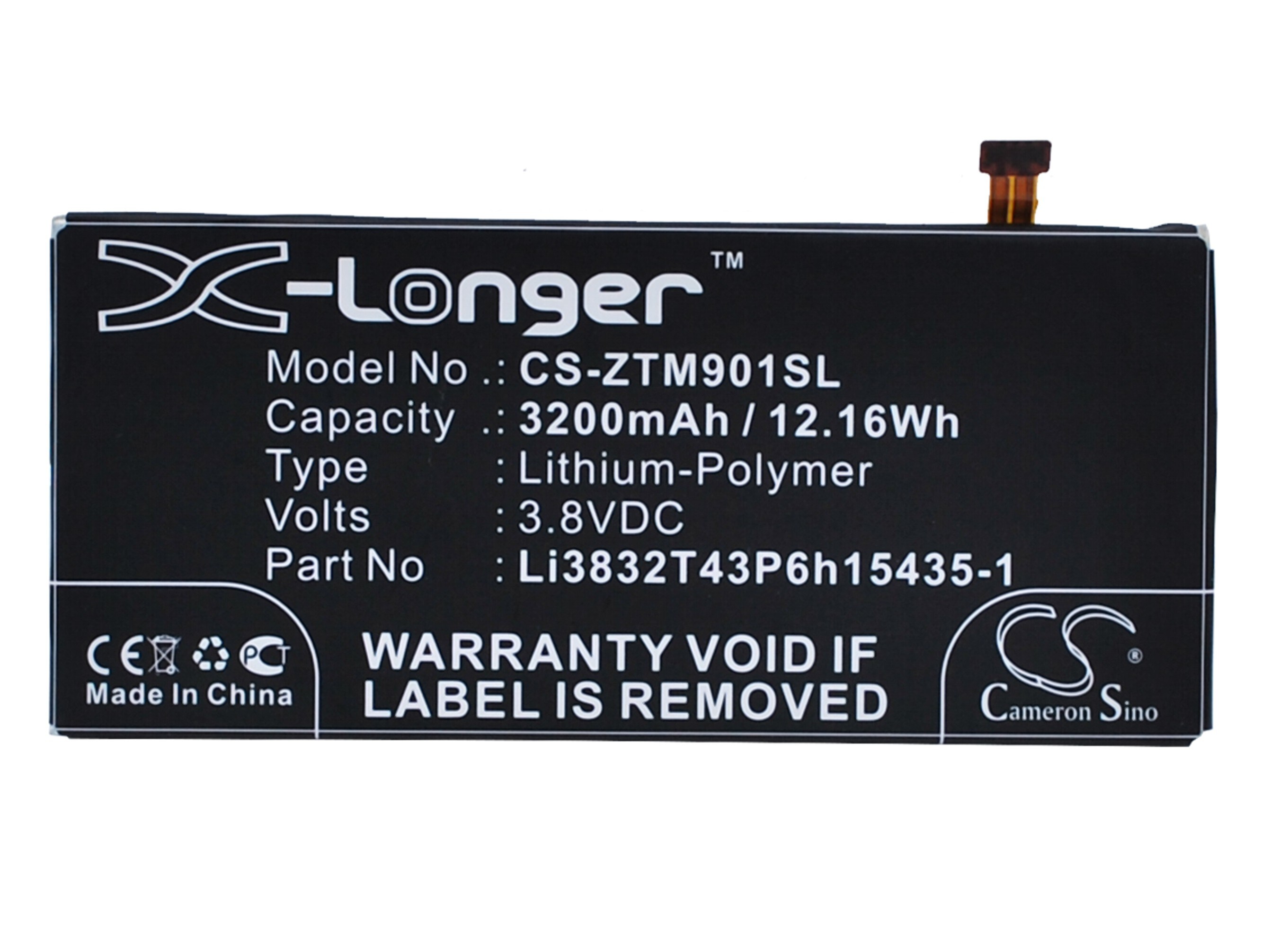 Batteri til mobiltelefon, smarttelefon for ZTE Grand M901C, Grand Memo II, Z787 m.fl.