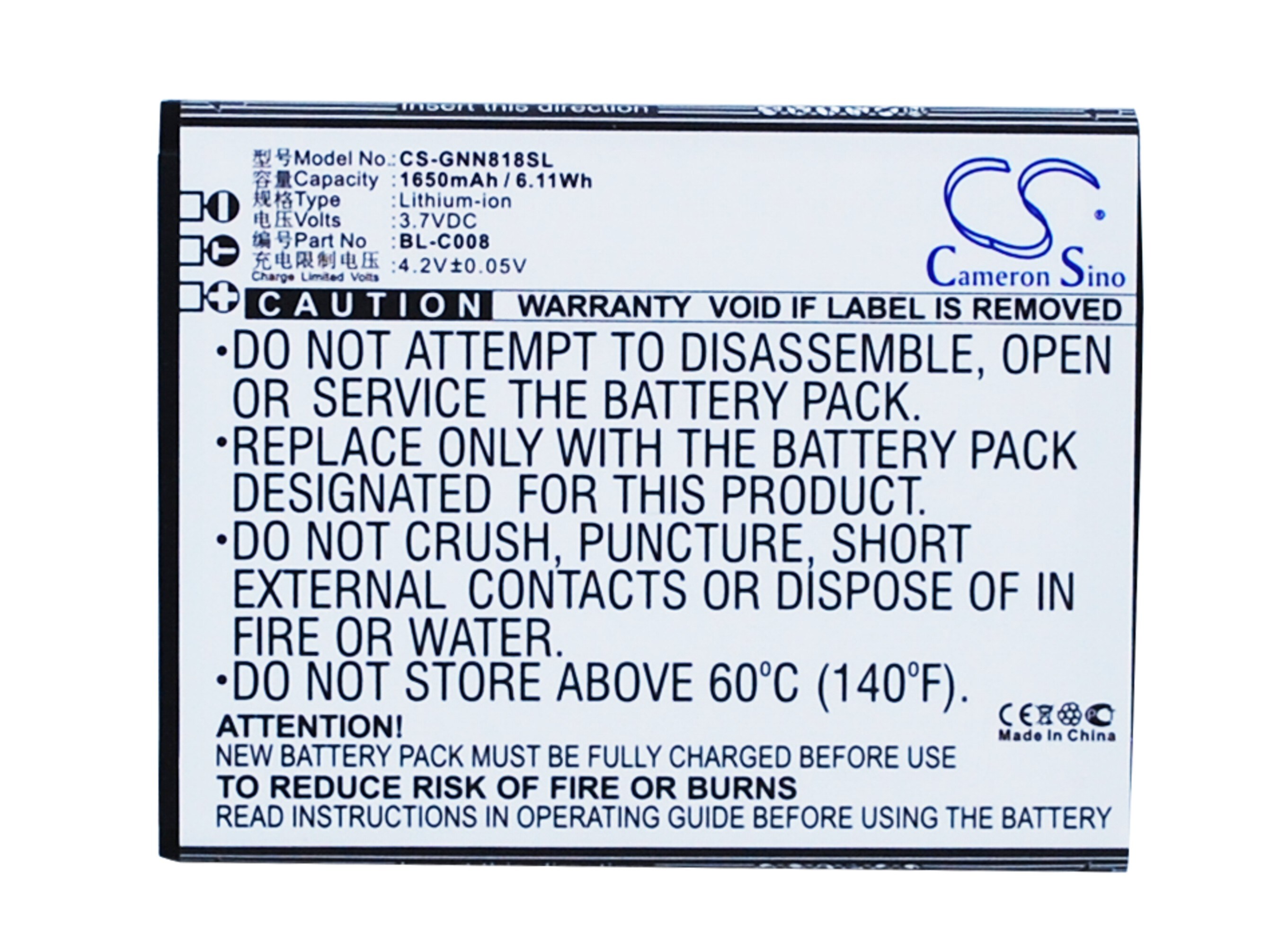 Batteri til mobiltelefon, smarttelefon for GIONEE GN705W, GN705T, GN818T