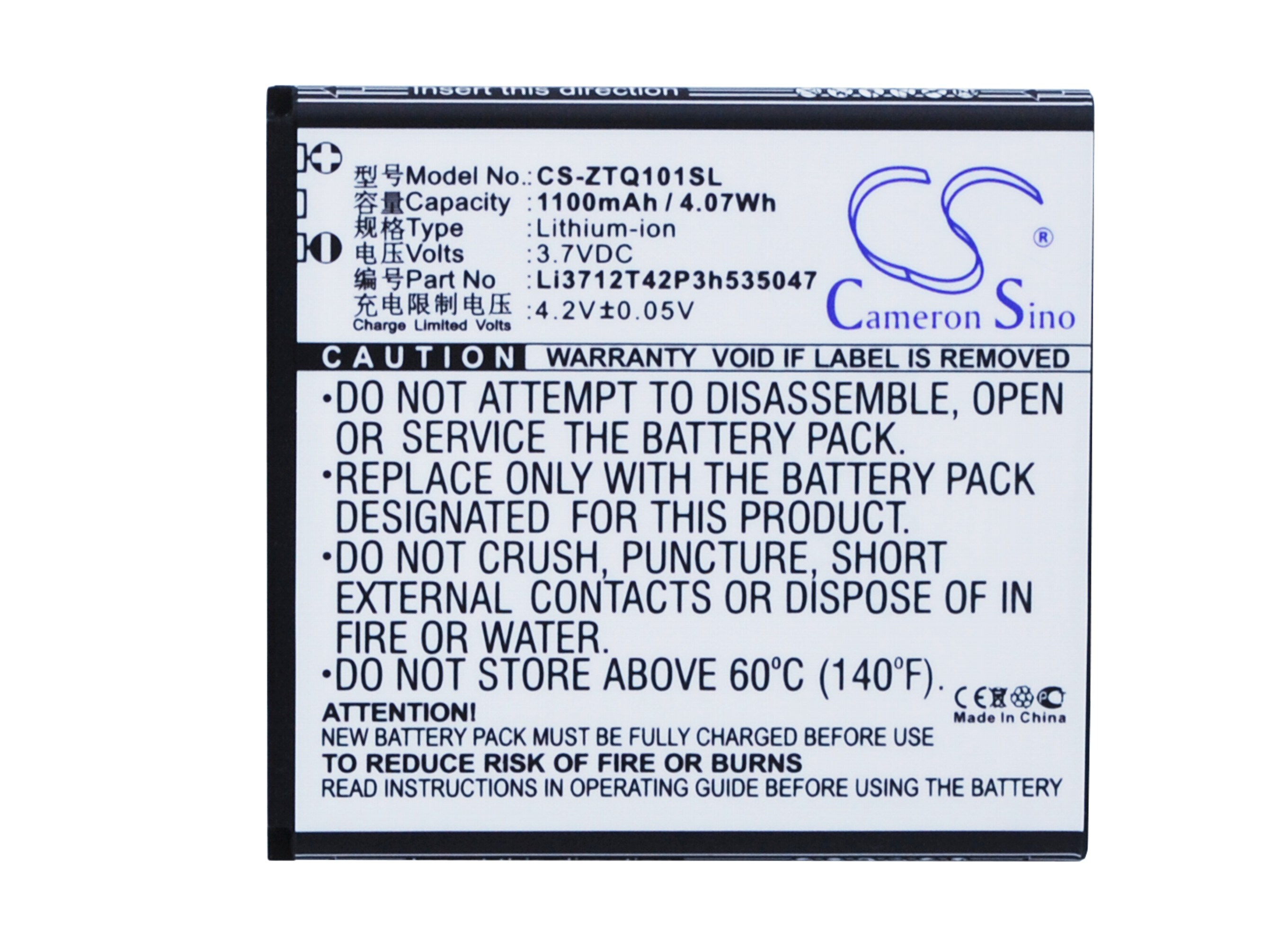 Batteri til mobiltelefon, smarttelefon for ZTE Q101T
