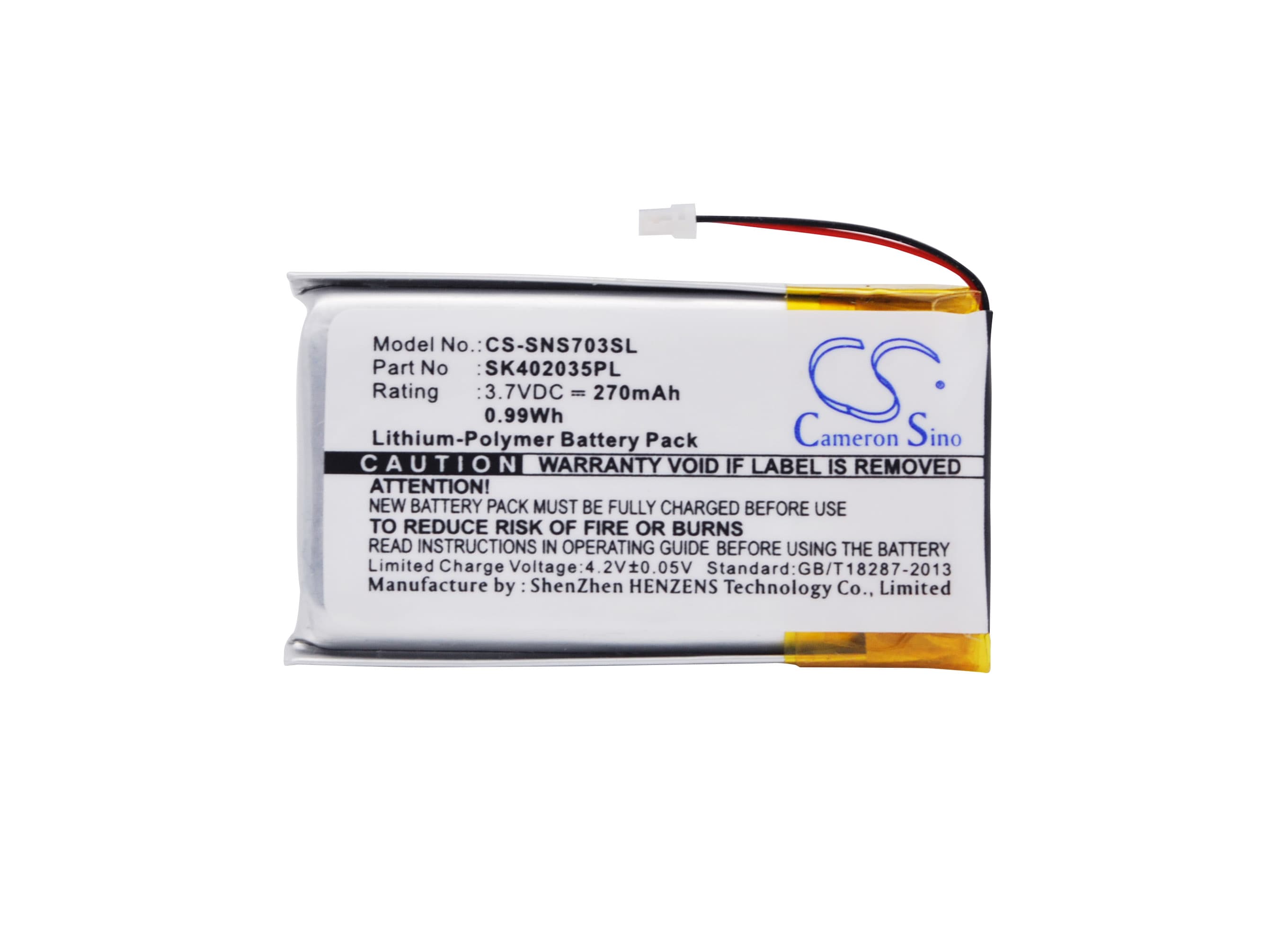 Batteri til mediespiller for Sony NW-S603F, NW-S703F, NW-S705F