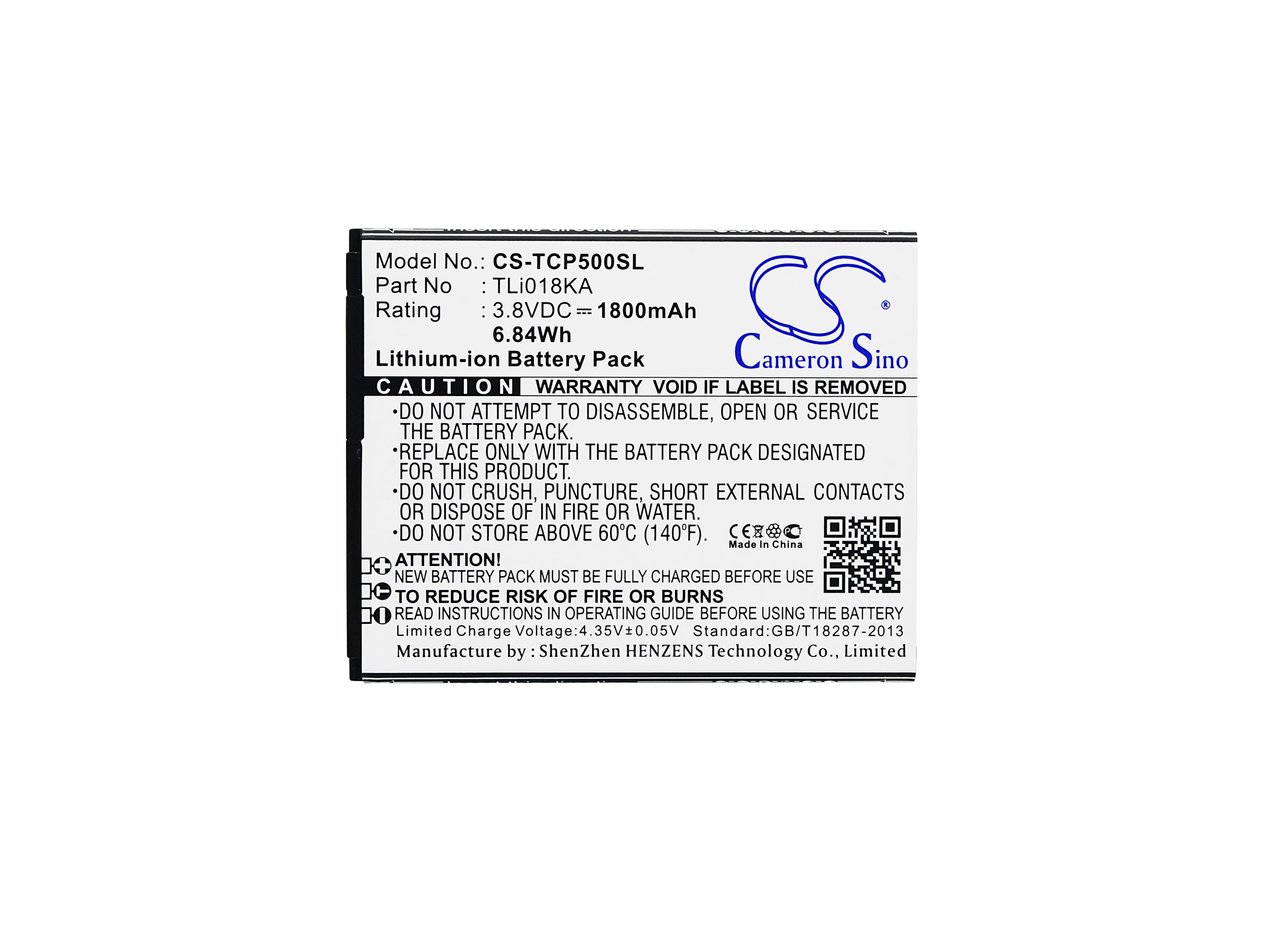 Batteri til mobiltelefon, smarttelefon for TCL P500M, P501M, P502U m.fl.