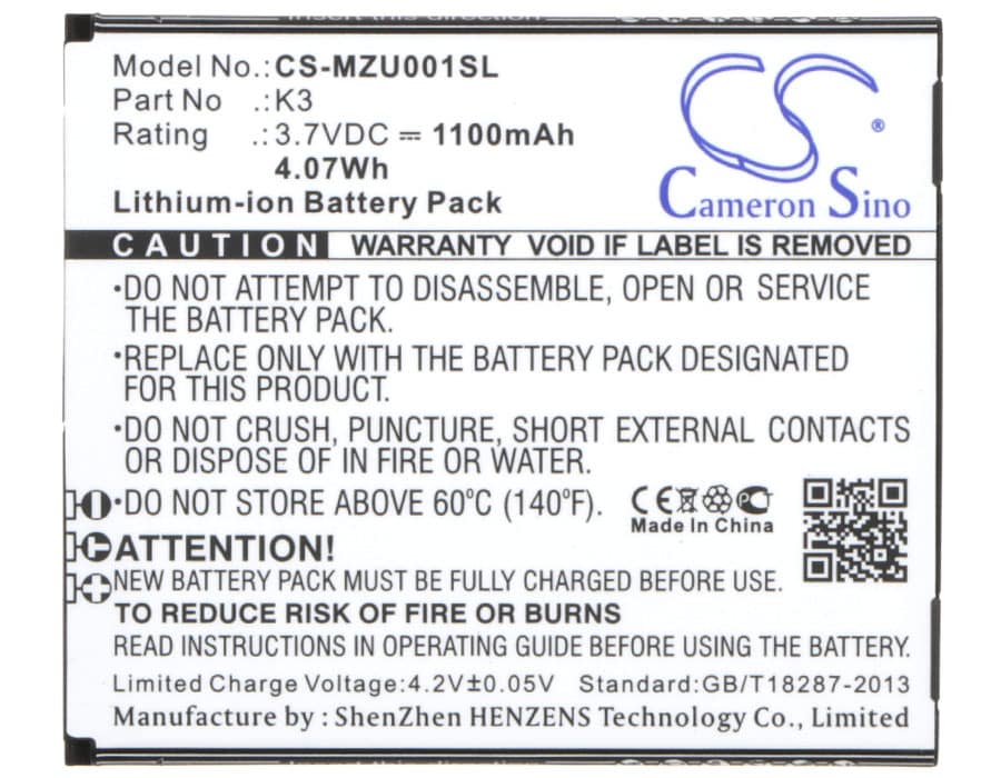 Batteri til mobiltelefon, smarttelefon for Navon Mizu MZT001