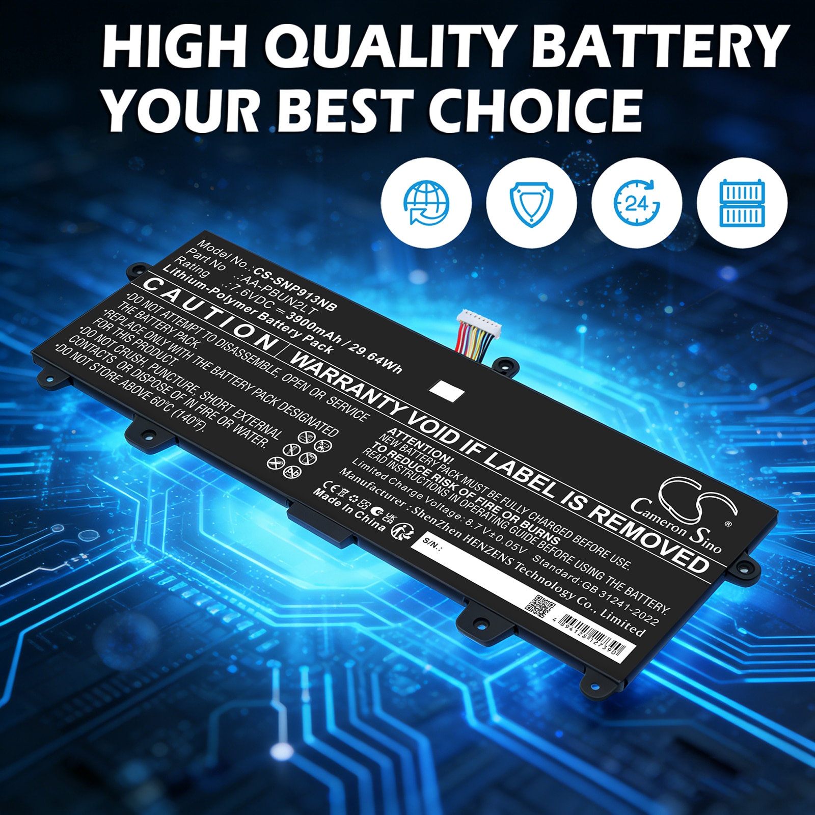 Batteri til bærbar PC, til Samsung Notebook 9 13,3", NP900X3L, NP900X3L-U03 m.fl.
