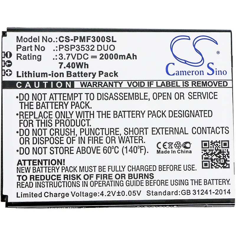 Batteri til mobiltelefon, smarttelefon for Prestigio Muze F3, Muze A7, PSP3532 DUO m.fl.