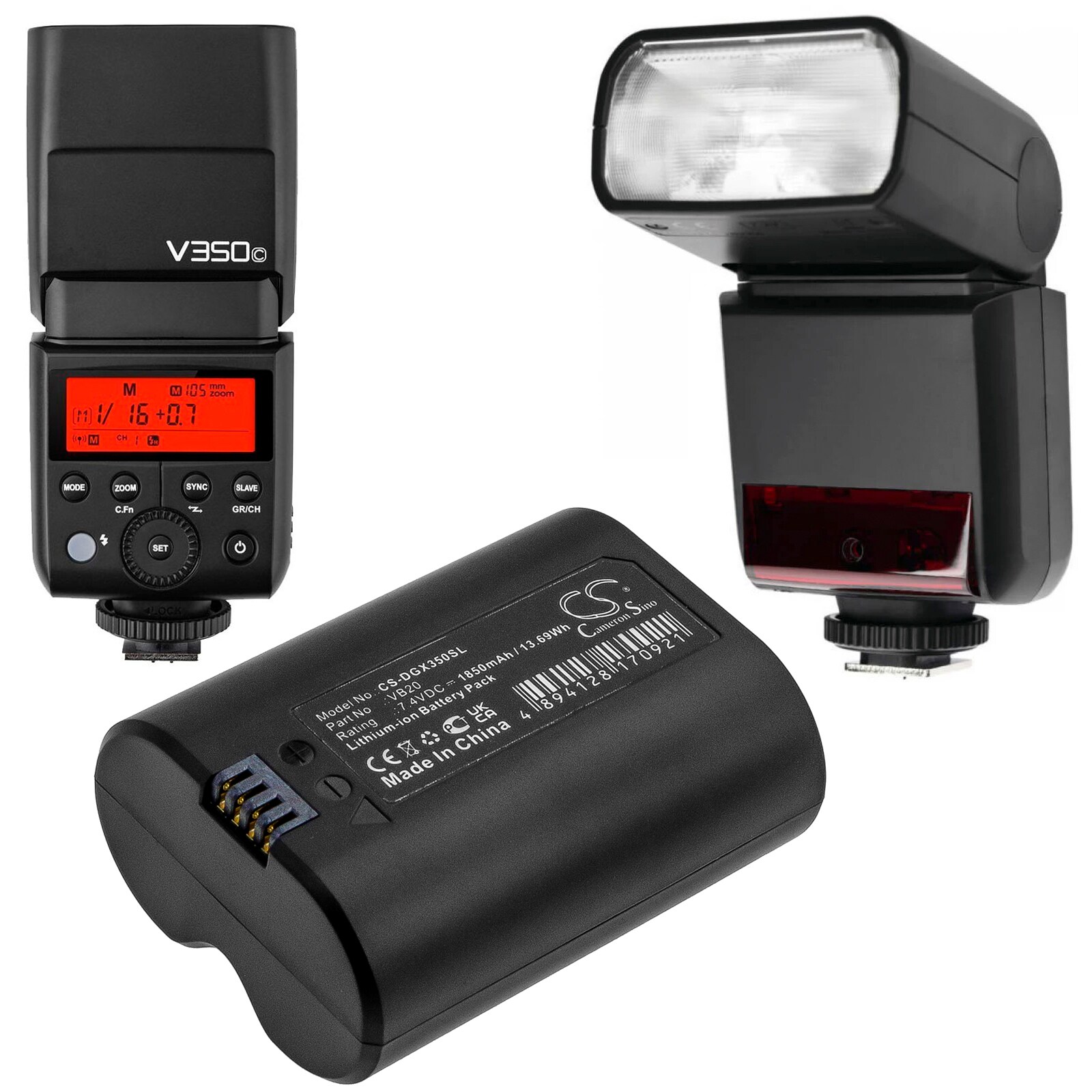 Batteri til strobelys for GODOX V350, V350S TTL, V350O m.fl.