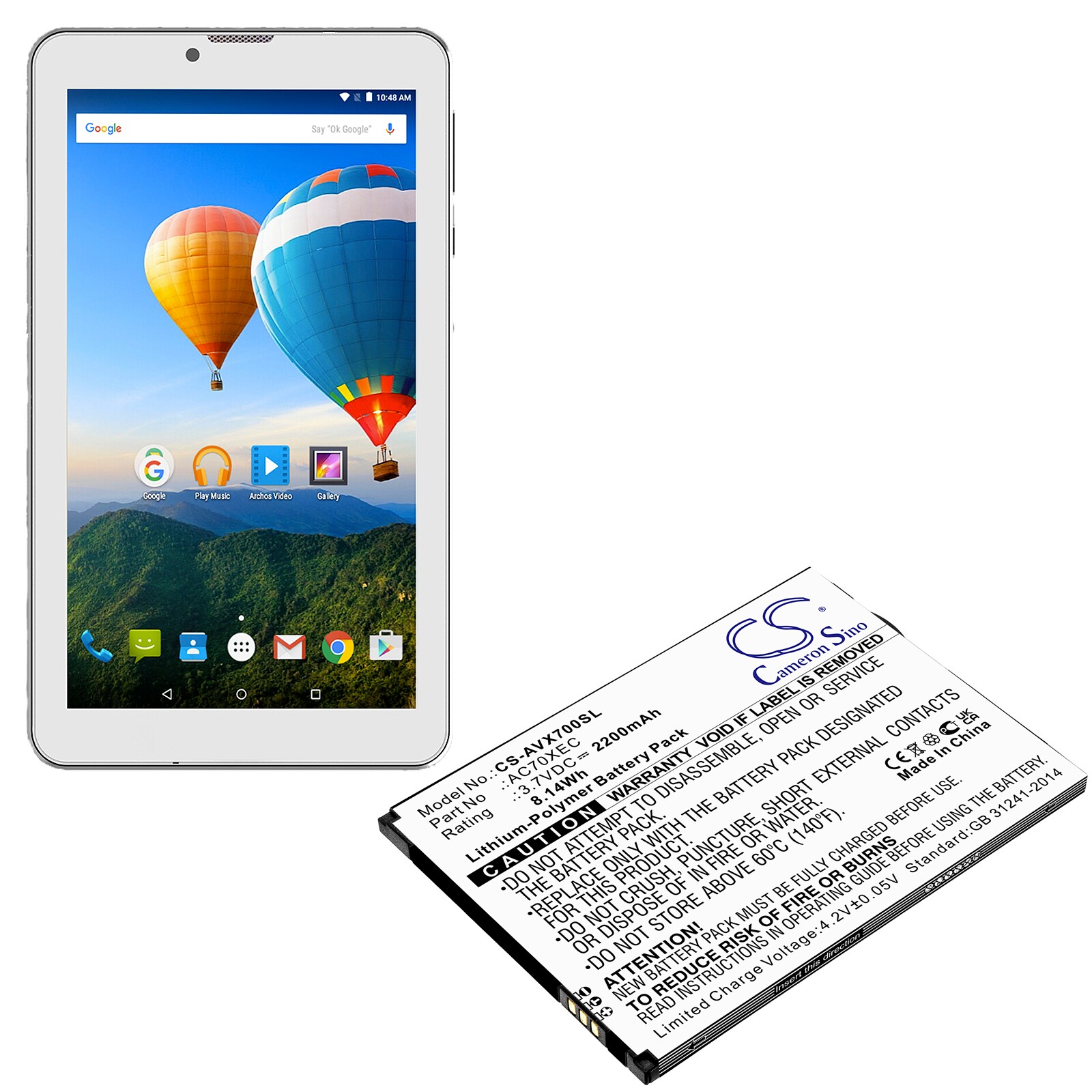 Batteri til mobiltelefon, smarttelefon for Archos 70 Xenon, 70 Xeon Color