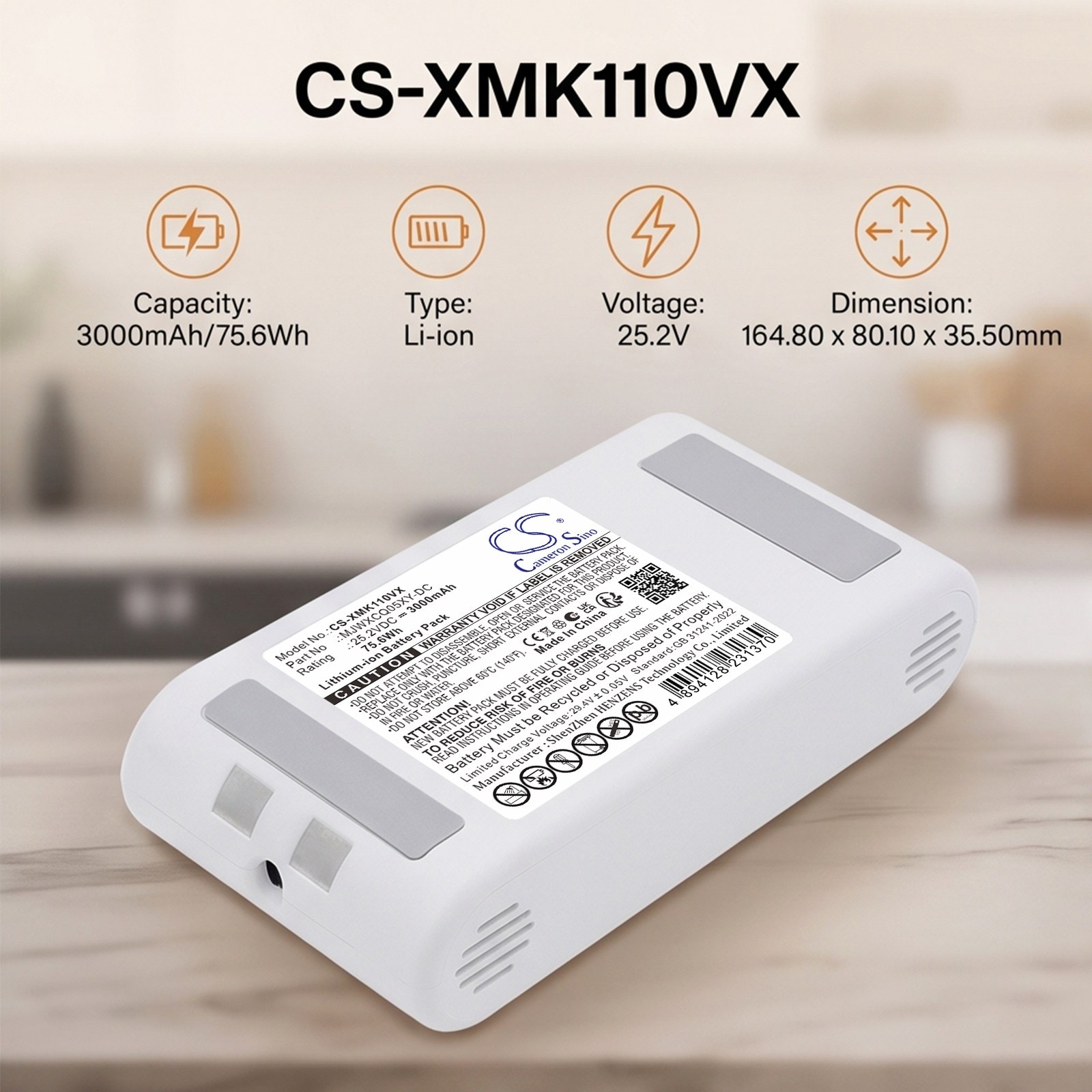 Batteri til støvsuger for Xiaomi Mijia K10 Pro, Mijia G11