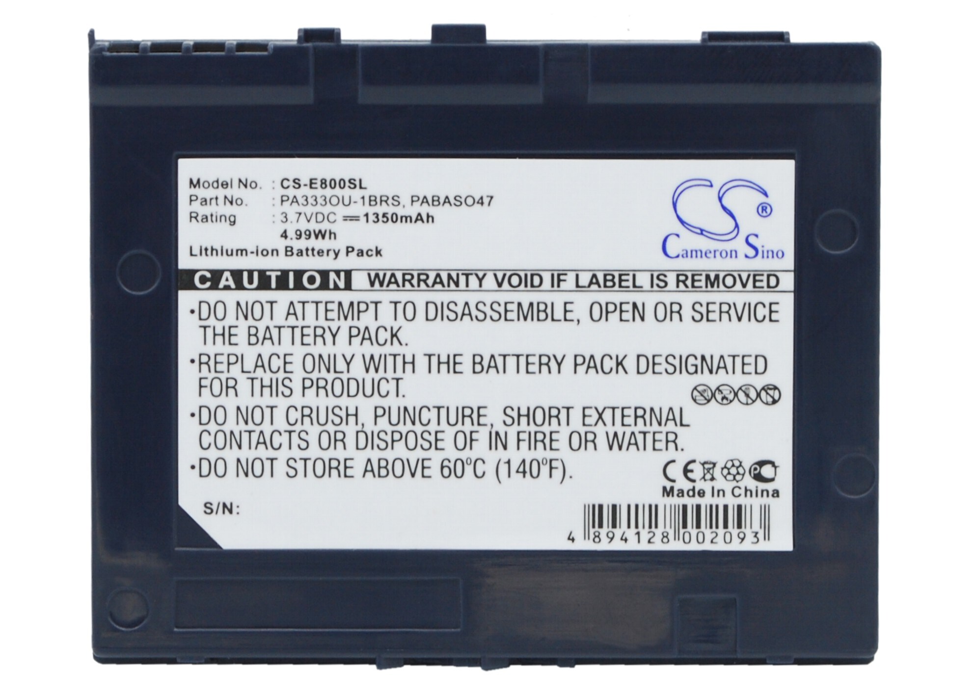 Batteri til Pocket PC og PDA for Toshiba E800, E800 Wi-Fi, E805 m.fl.