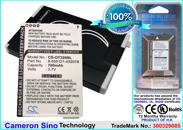 Batteri til mobiltelefon, smarttelefon for Alcatel OT-320, OT-332, OT-330 m.fl.