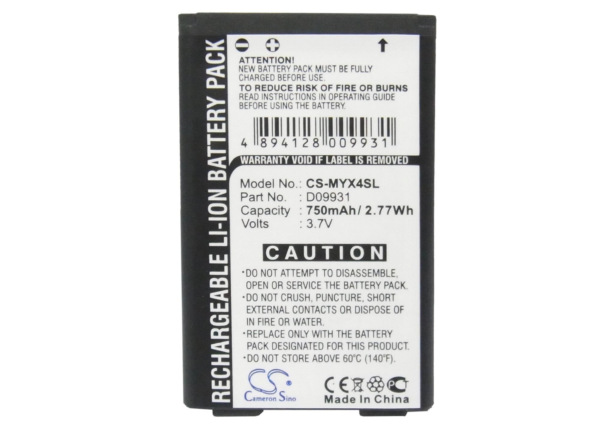 Batteri til mobiltelefon, smarttelefon for Sagem MYX4, MYX-4, MYX-4T