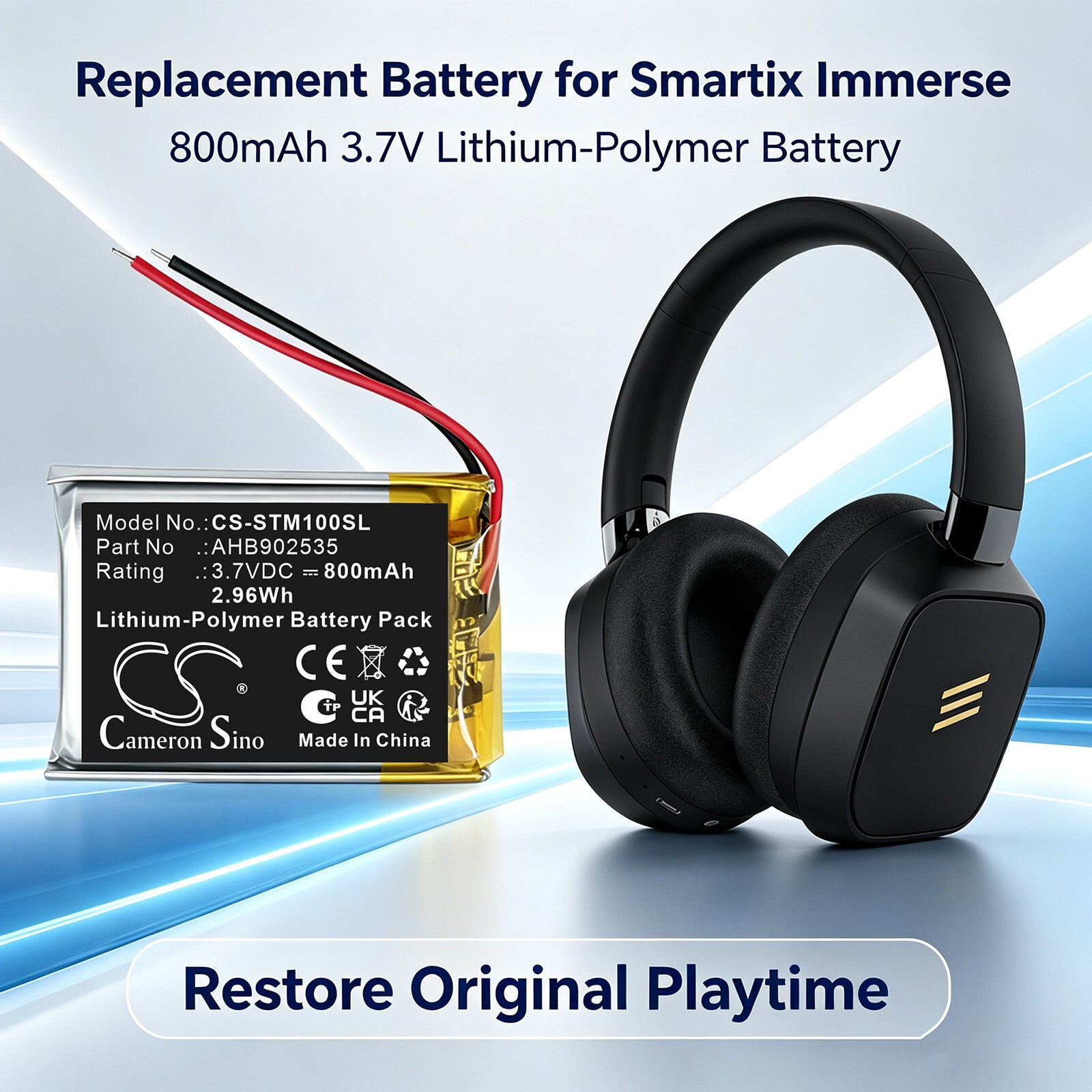 Batteri til trådløst headset for Smartix Immerse