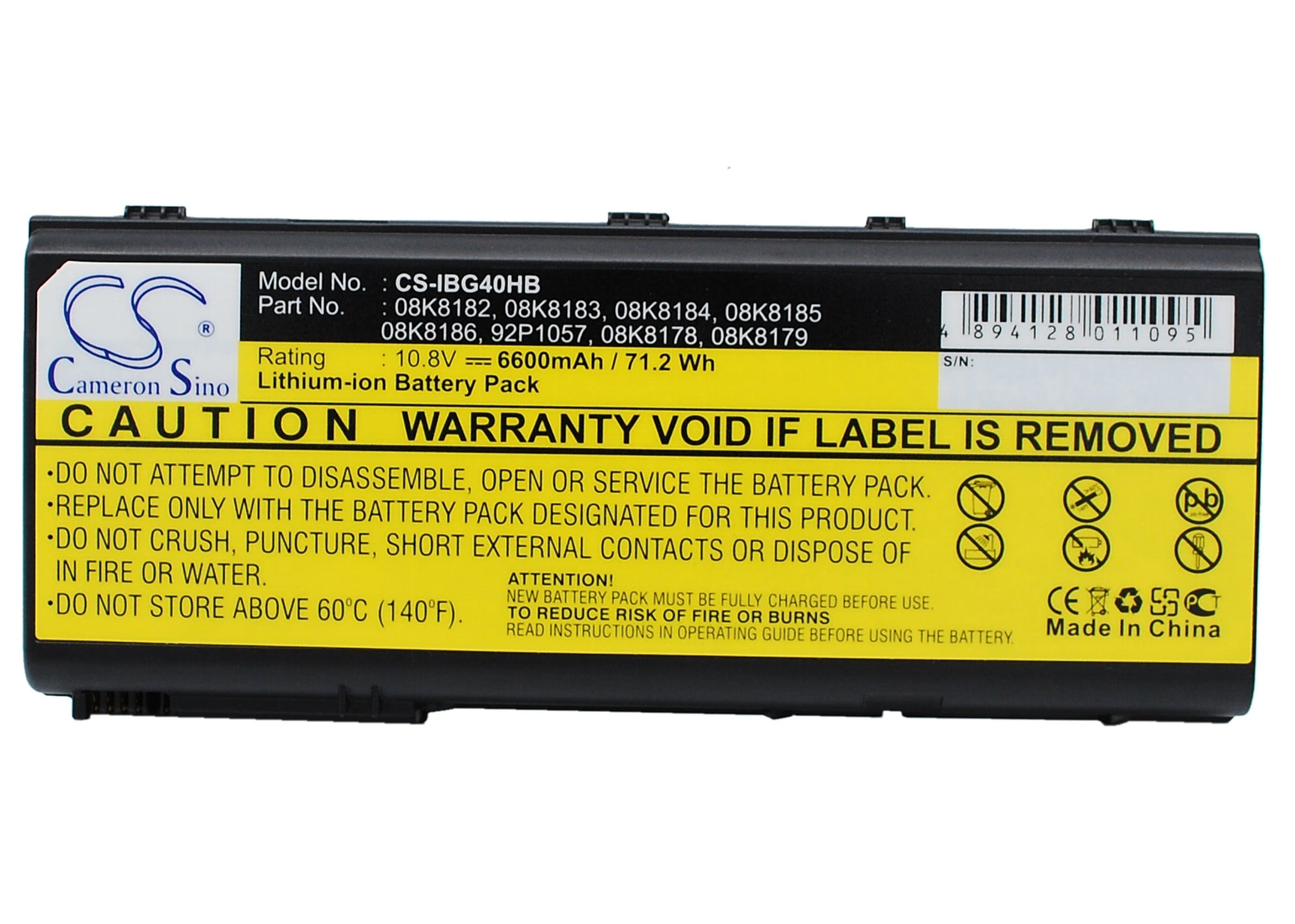 Batteri til bærbar PC, Notatbok for IBM ThinkPad G40, ThinkPad G41-2881 m.fl.