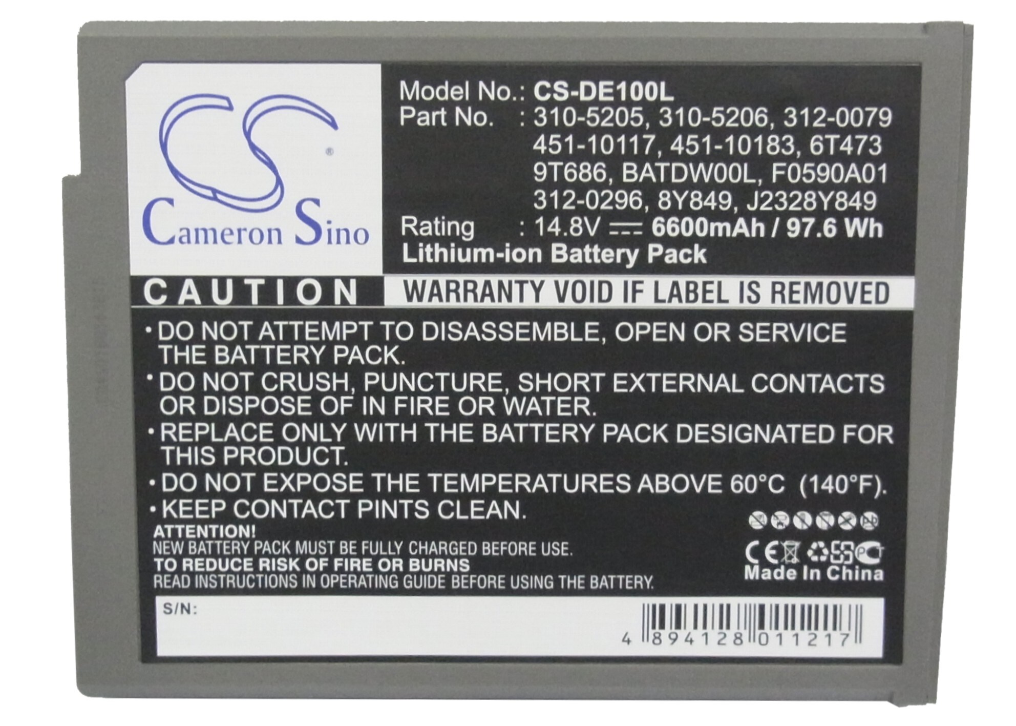 Batteri til bærbar PC, for Dell Inspiron 1100, Inspiron 1150, Inspiron 5100 m.fl.