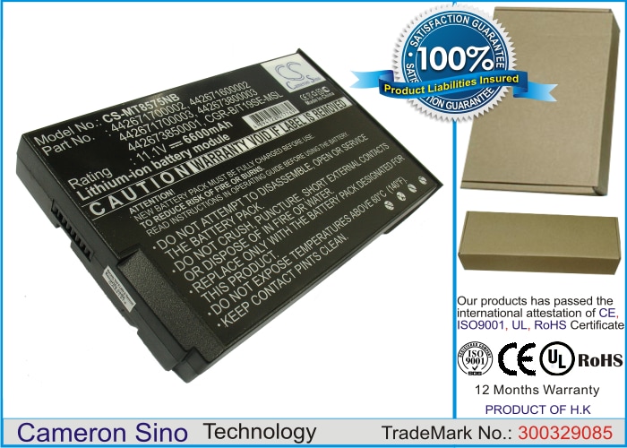 Batteri til bærbar PC, Notatbok for Mitac Minote 8375, Minote 8575