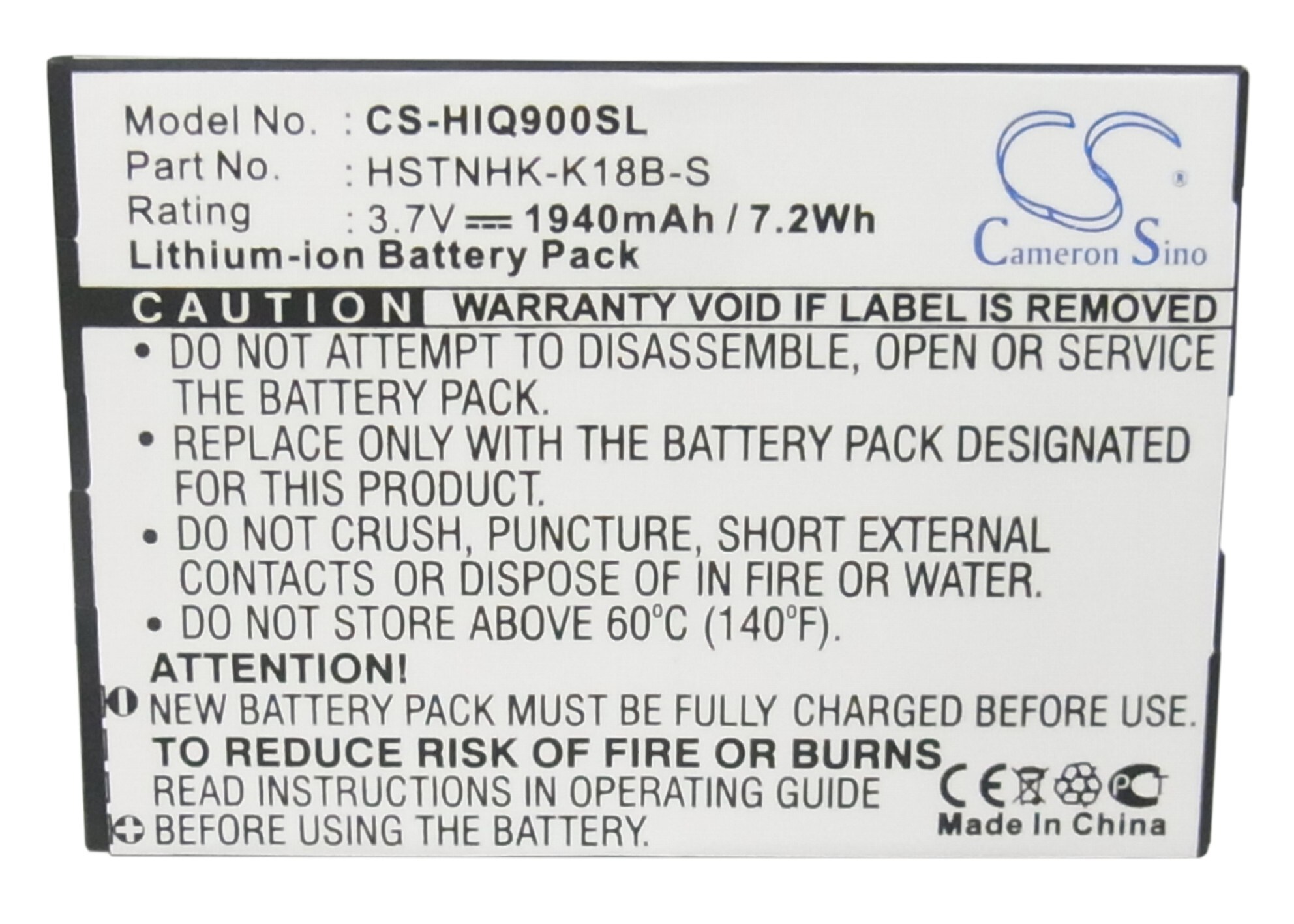 Batteri til mobiltelefon, smarttelefon for HP iPAQ 900, iPAQ 910, iPAQ 910c m.fl.