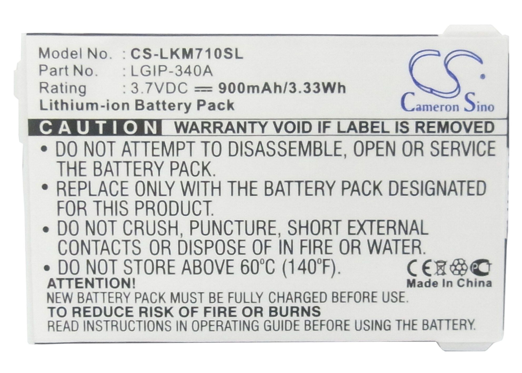 Batteri til mobiltelefon, smarttelefon for LG KM710