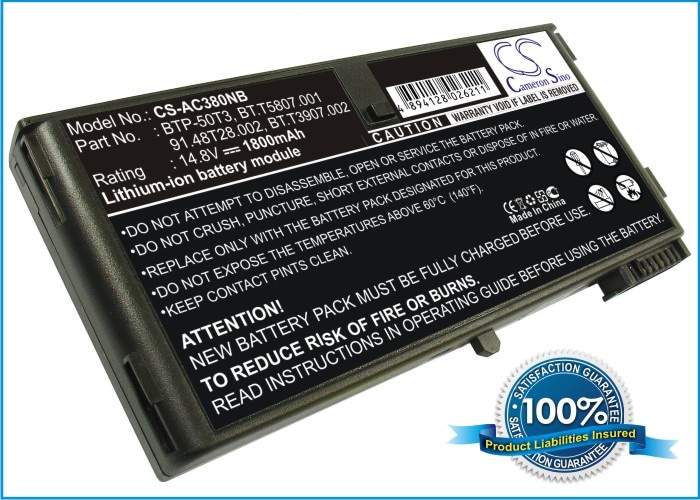 Batteri til bærbar PC, til Acer TravelMate 372TMi, TravelMate 372TCi m.fl.