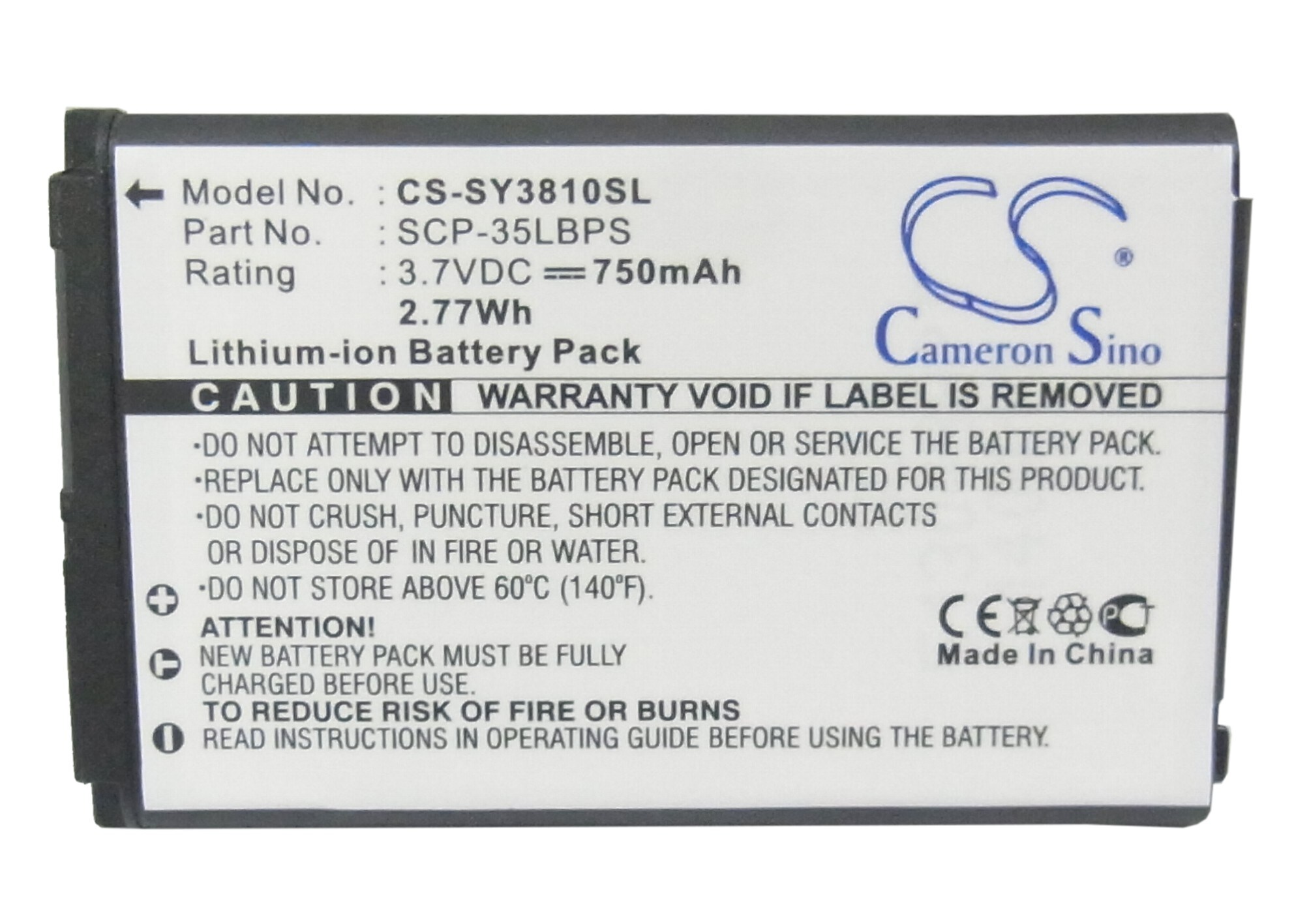 Batteri til mobiltelefon, smarttelefon for Sanyo SCP-3810
