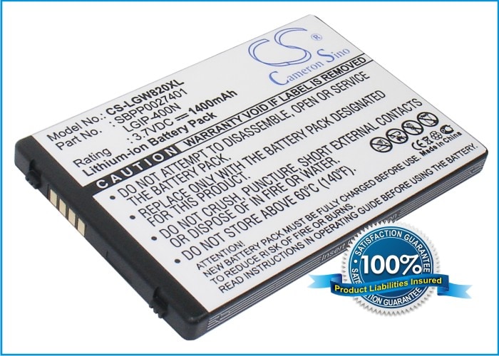Batteri til mobiltelefon, smarttelefon for LG GW820, GW825, GW880 m.fl.