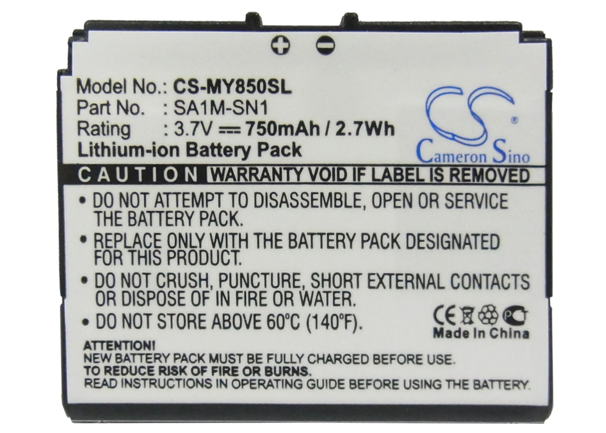 Batteri til mobiltelefon, smarttelefon for Sagem MY850, MY850V, MY850C m.fl.