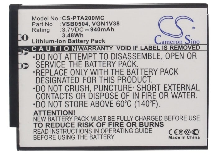 Batteri til mobiltelefon, smarttelefon for Panasonic HM-TA2, HM-TA20, HM-TA20D m.fl.