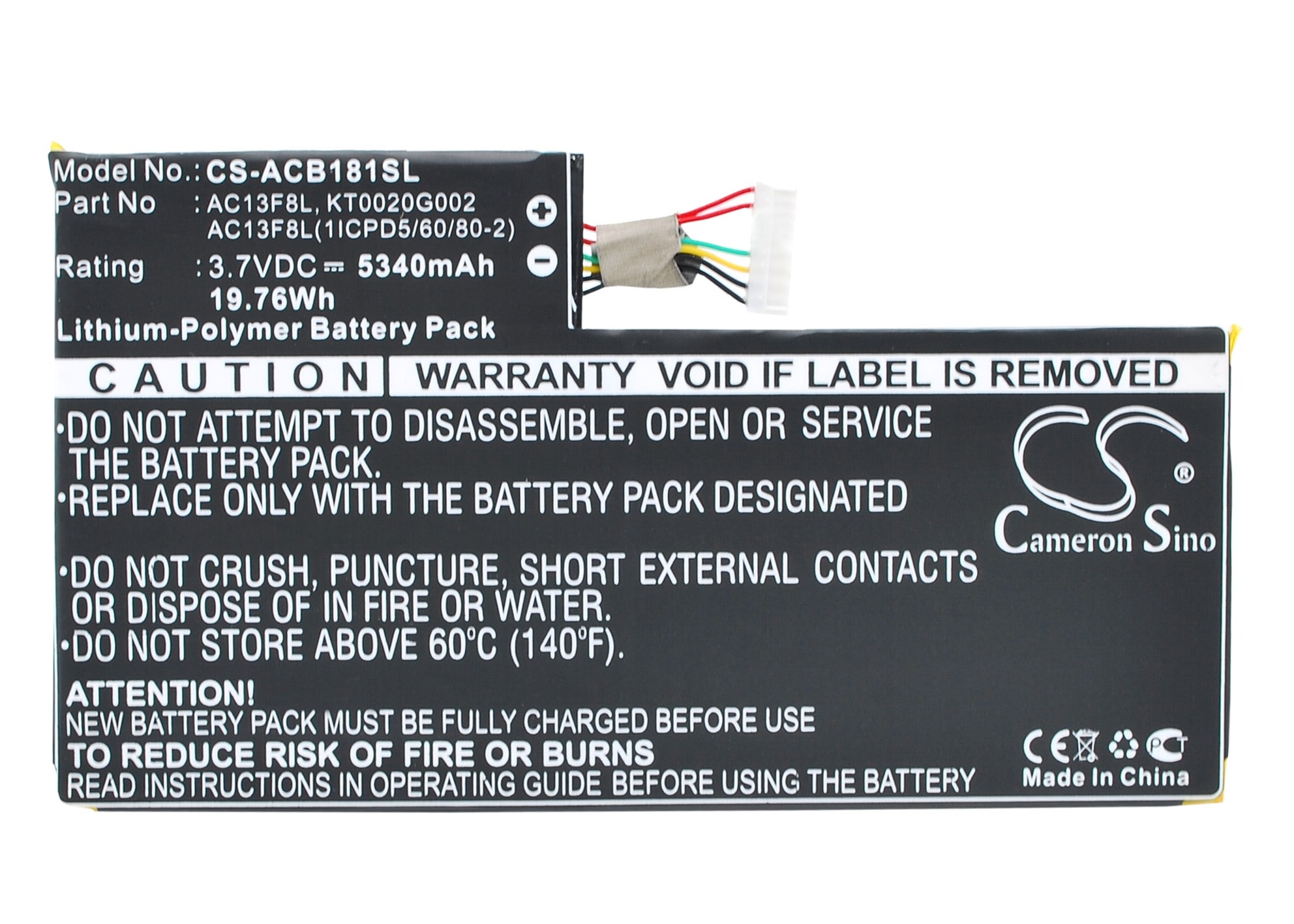 Batteri til nettbrett for Acer Iconia A1-810 7,9", Iconia W4-820-2668, Iconia W4-820 m.fl.