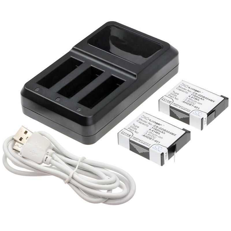 Batteri til sminkespeil for GoPro Hero 4, Hero 4 Silver, Hero 4 Black m.fl.