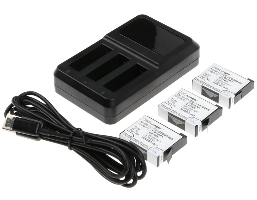 Batteri til sminkespeil for GoPro Hero 4, Hero 4 Silver, Hero 4 Black m.fl.