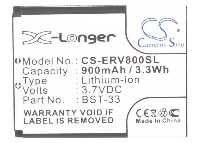 Batteri til sminkespeil for Sony Ericsson Z800, V800i, V800 m.fl.