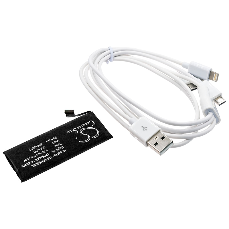 Batteri til sminkespeil for Apple iPhone 5s, iPhone 5C, iPhone Light 32 GB m.fl.