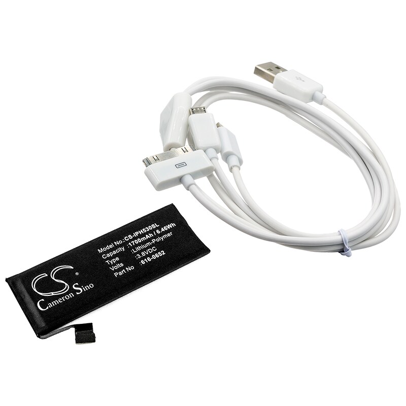 Batteri til sminkespeil for Apple iPhone 5s, iPhone 5C, iPhone Light 32 GB m.fl.