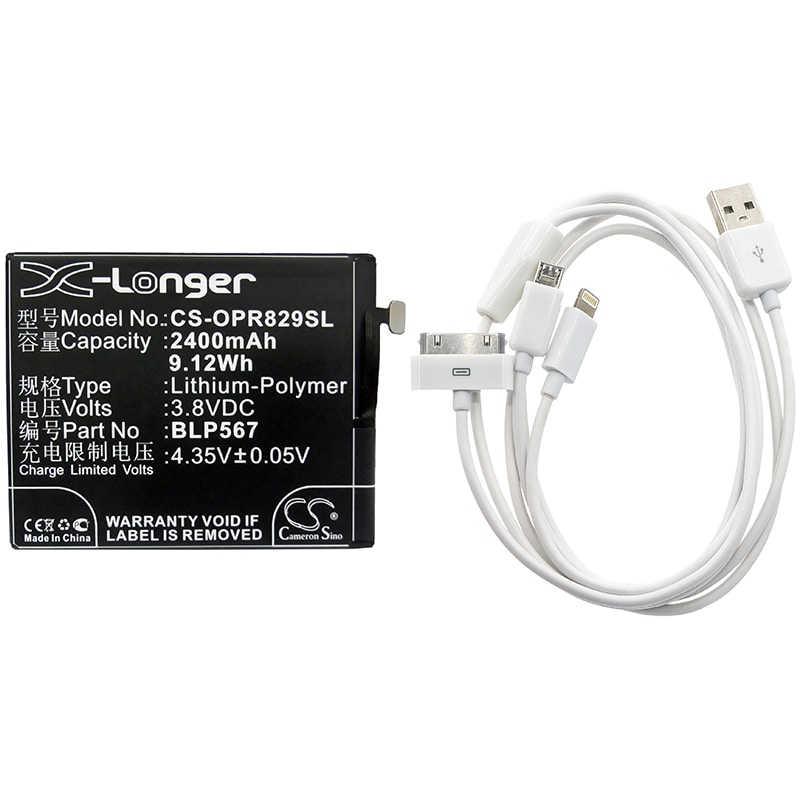 Batteri til mobiltelefon, smarttelefon for Oppo R829T, R1, R8007 m.fl.