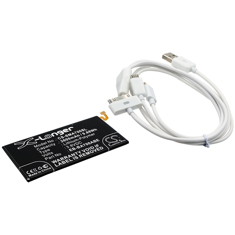 Batteri til sminkespeil for Samsung Galaxy A7, SM-A700F, SM-A700FD m.fl.