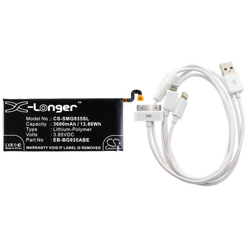 Batteri til sminkespeil for Samsung Galaxy S7 Edge, SM-G935A, SM-G935F m.fl.