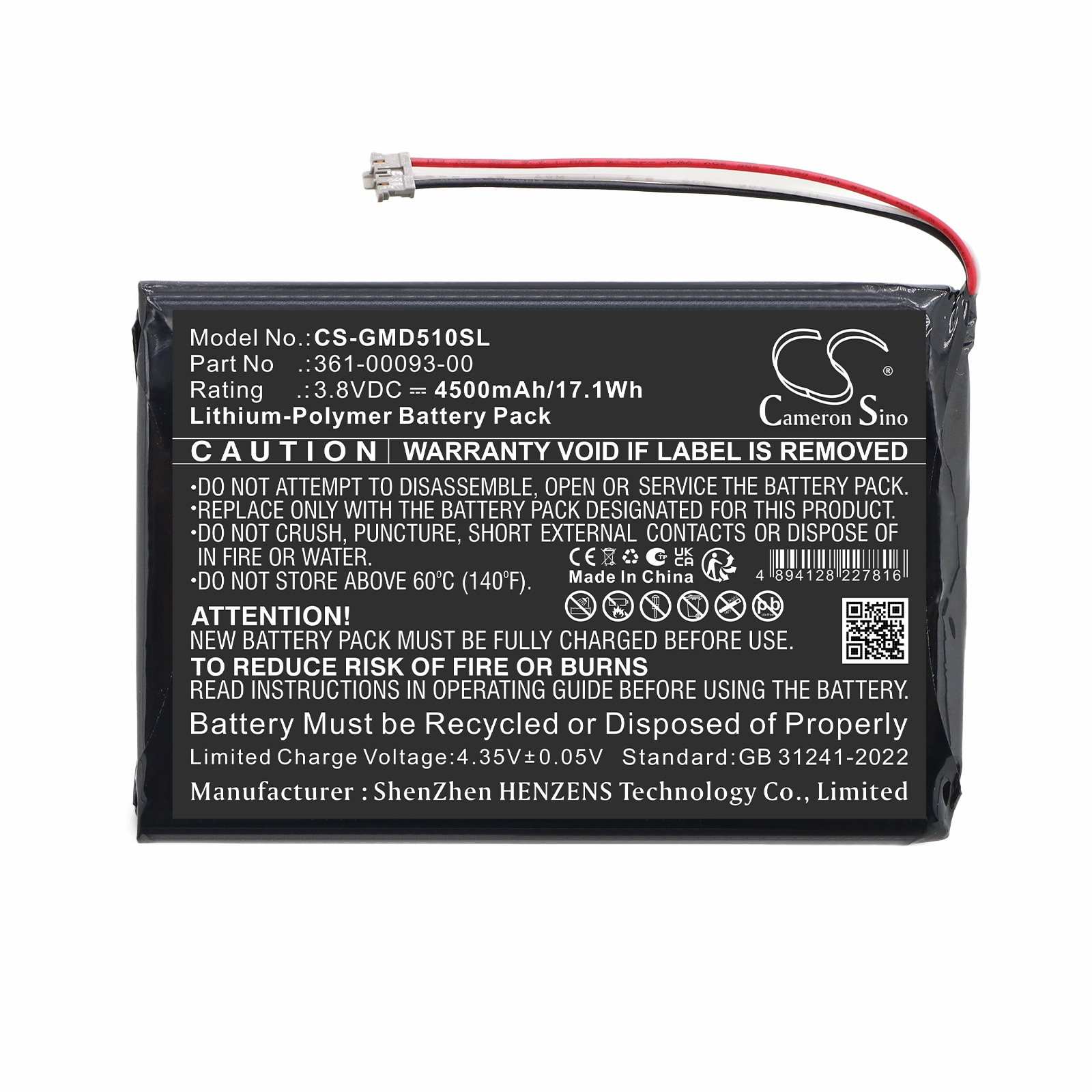 Batteri til GPS, navigasjonssystem for Garmin 010-01561-00, 010-01561-20, A02895 m.fl.