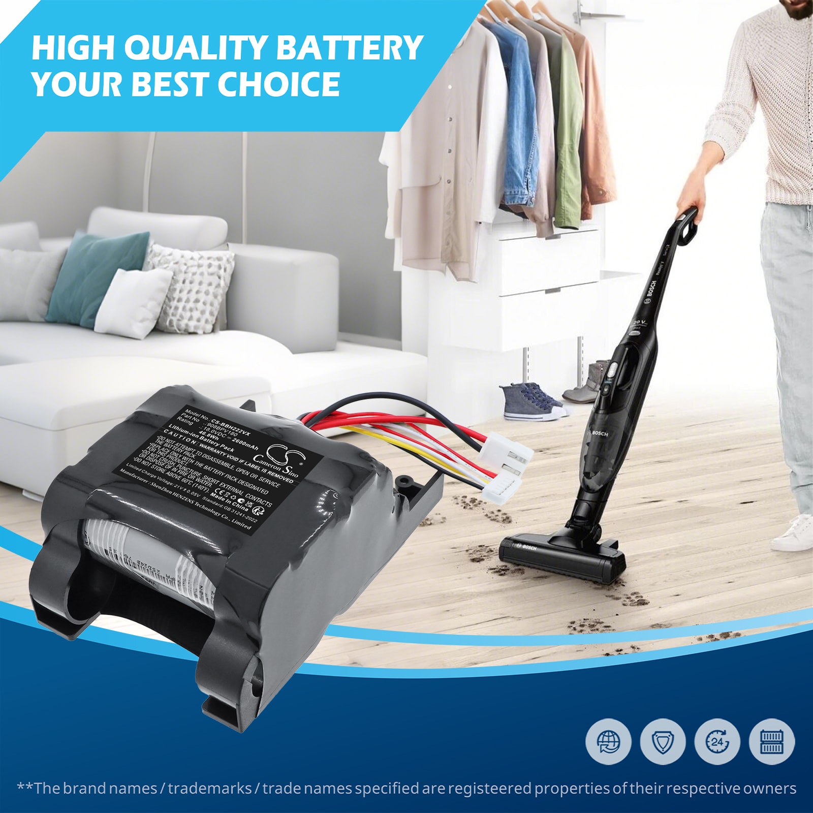 Batteri til støvsuger fra Bosch  11021499,  11021520,  11038976 m.fl.