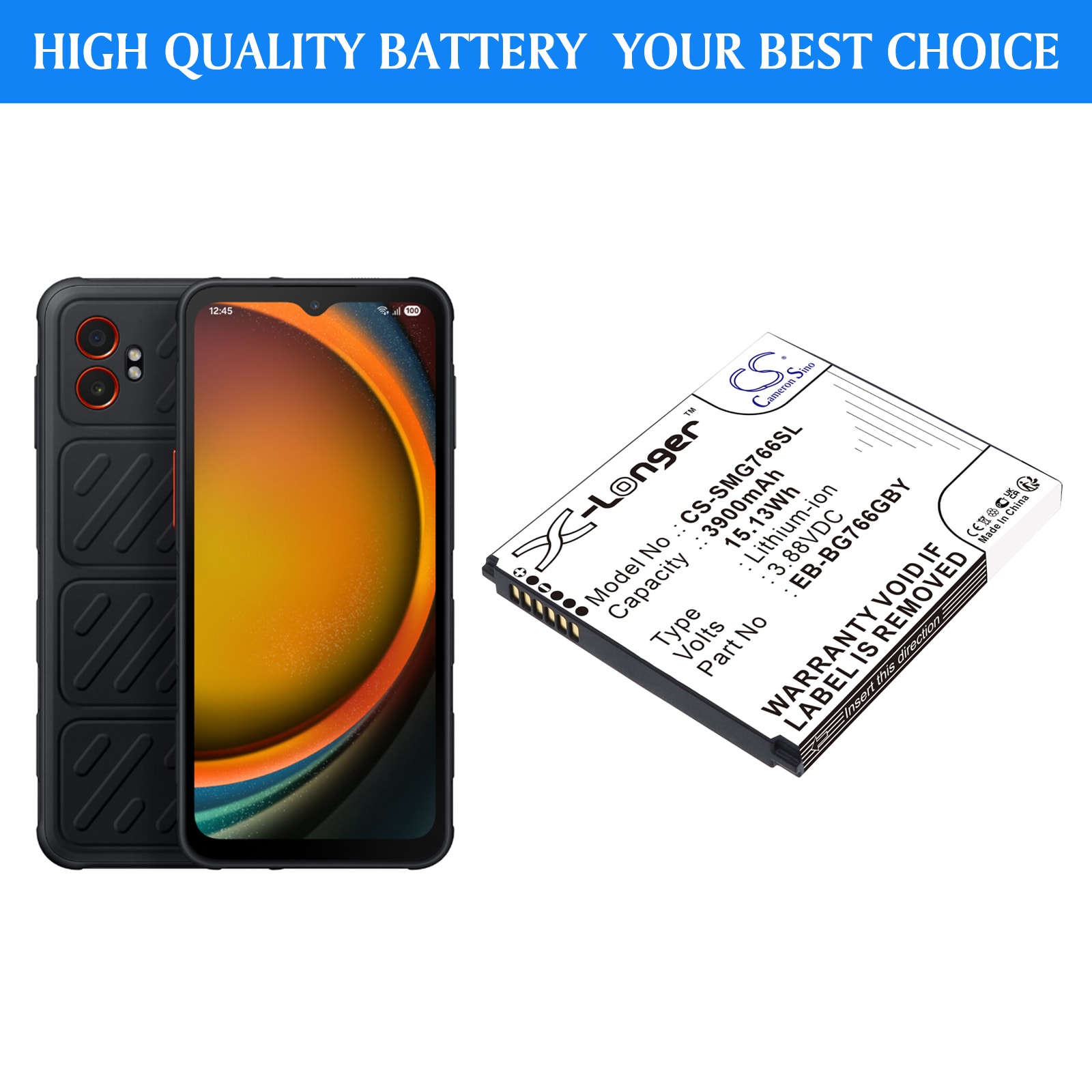 Batteri til mobiltelefon, smarttelefon for Samsung Galaxy XCover7 Pro, SM-G766B m.fl.