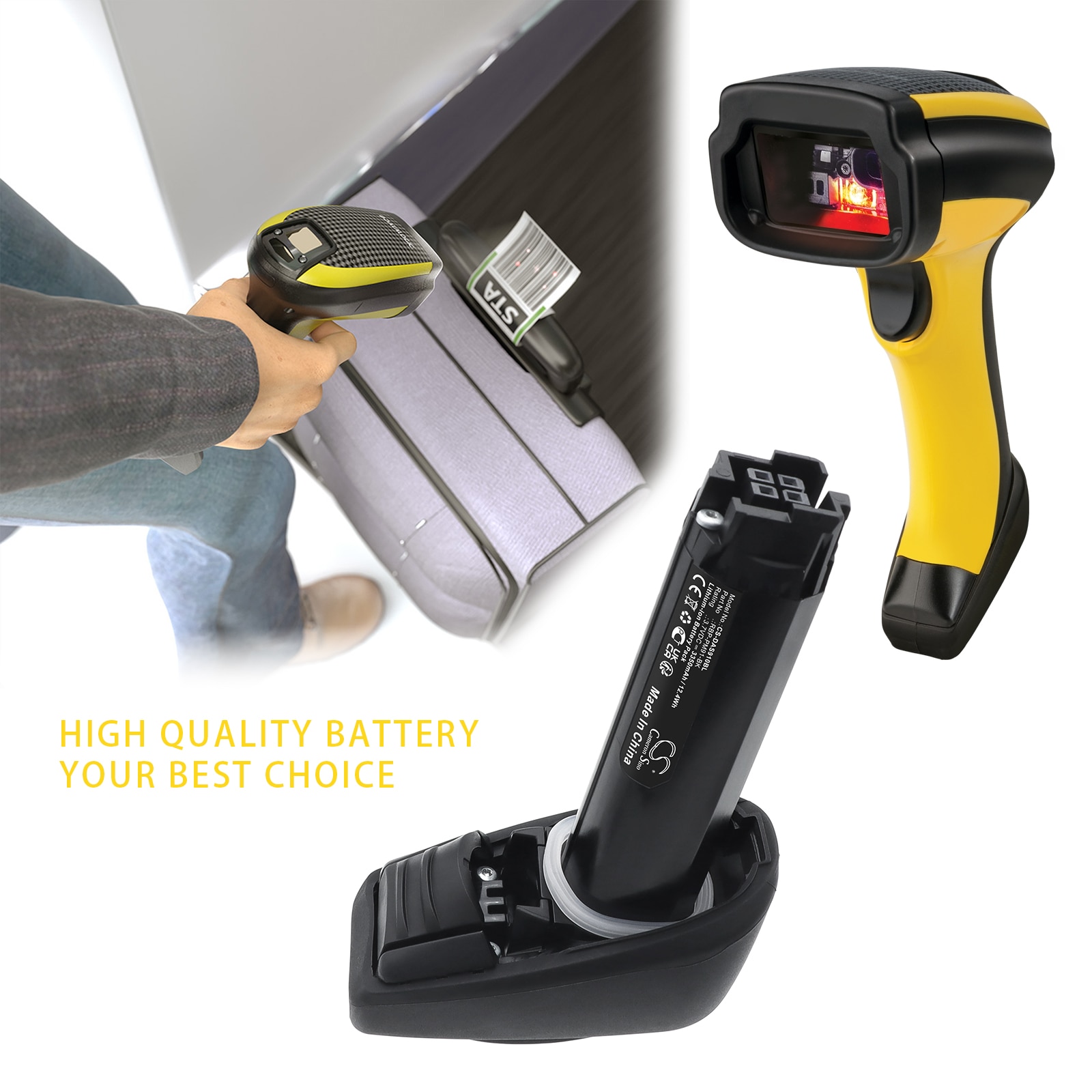 Batteri til strekkodeleser for Datalogic PowerScan PD9330, PowerScan PM9300 m.fl.